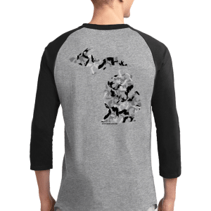 Backside Monochrome Camo Michigan Jersey Heather Grey with Black Sleeves