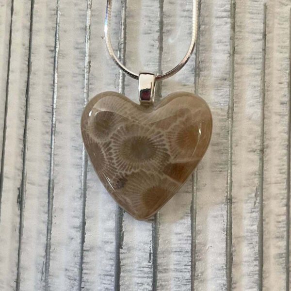 Large Petoskey Stone Heart Necklace