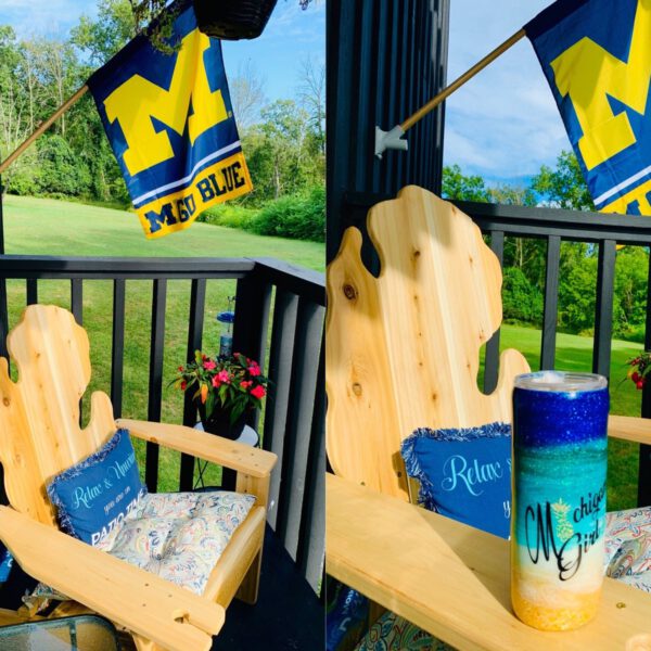 Michigan adirondack chair wine glass holder