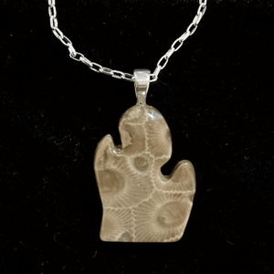 Petoskey Stone Michigan Mitten Necklace