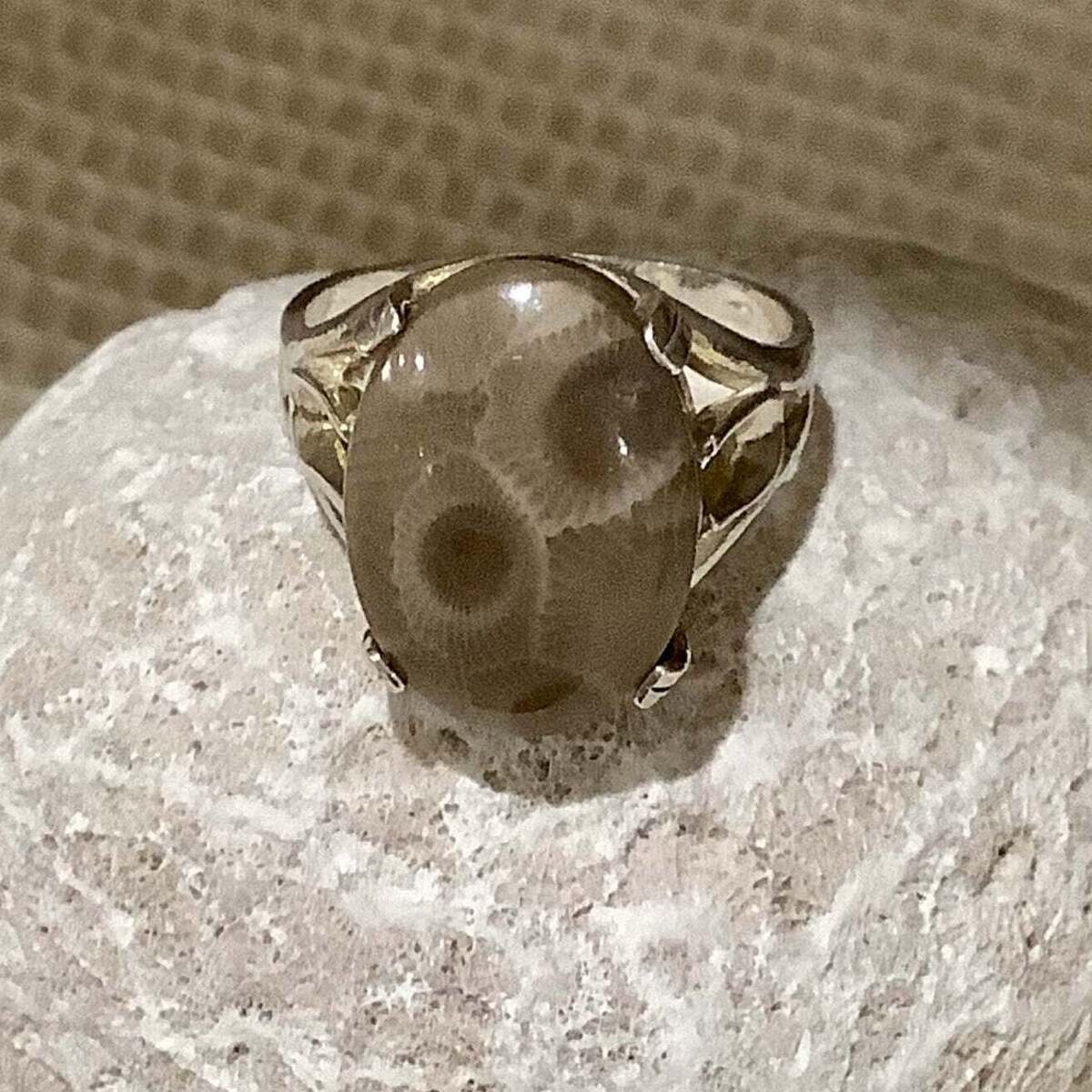 Petoskey Stone Sterling Silver Ring sz 8.5