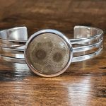 Petoskey Stone Triple Band Cuff Bracelet - Round 20mm side