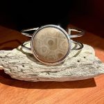 Petoskey Stone Double Band Cuff Bracelet - Round 30mm - Image 2