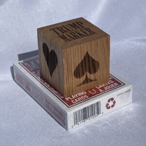 Wood Trump Marker with Deck of Cards