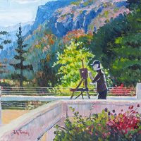 The Artist at Porcupine Mountains Oil Painting