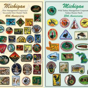 Michigan Deer Patch Poster & Michigan Turkey Hunter Patch Poster Combo