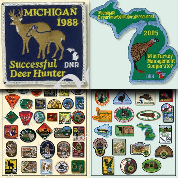 Michigan Deer Patch Poster & Michigan Turkey Hunter Patch Poster Combo