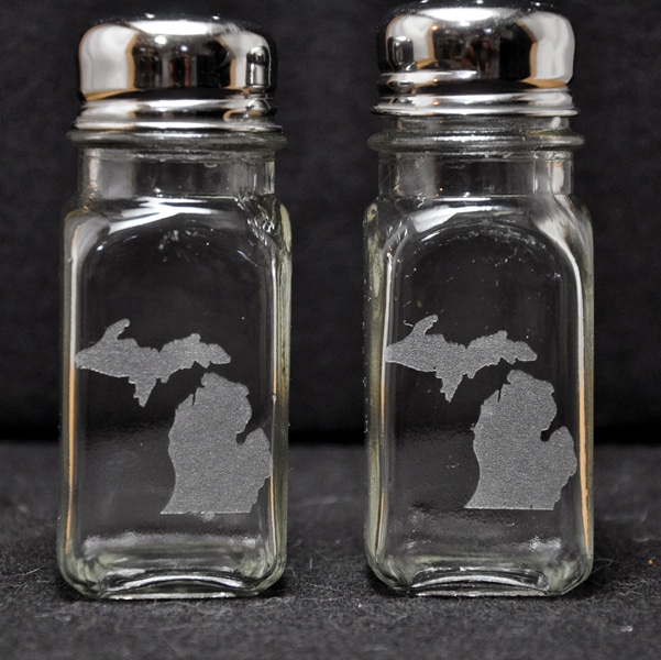 Laser Engraved Michigan Salt and Pepper Shakers