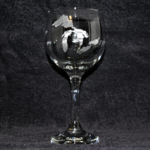 Laser Engraved Michigan Great Lakes Wine Glass
