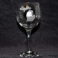 Laser Engraved Michigan Wine Glass