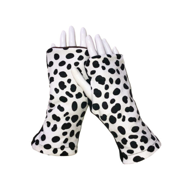 Cheetah Dalmatian Fingerless Gloves dalmatian shown