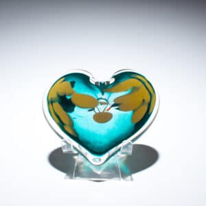 Coral Sea Blown Glass Heart Paperweight