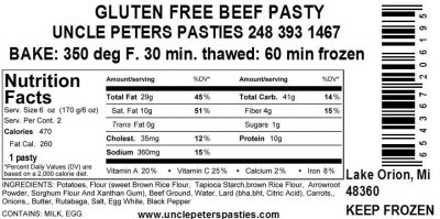 Gluten Free Beef Pasty Ingredients