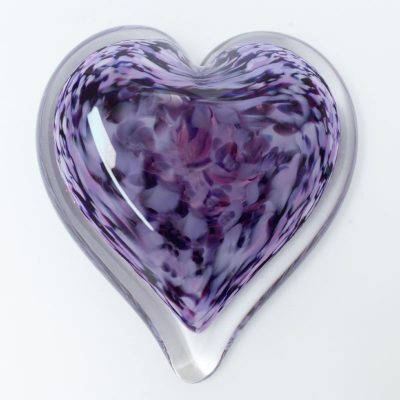 Lilac Blossom Blown Glass Heart Paperweight