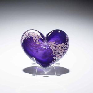 Back of Parisian Nights Blown Glass Heart Paperweight