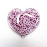 Wild Rose Blown Glass Heart Paperweight