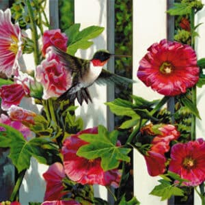 Hollyhocks Giclee Print on Wrapped Canvas by Artist Russell Cobane