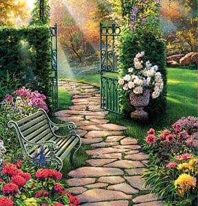 Garden Path Giclee Print on Wrapped Canvas by Artist Russell Cobane