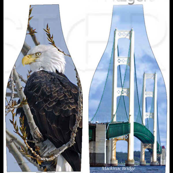Eagle In Tree - Bright Mackinac Bridge
