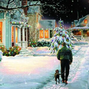 Christmas Eve Walk Giclee Print on Wrapped Canvas by Artist Russell Cobane