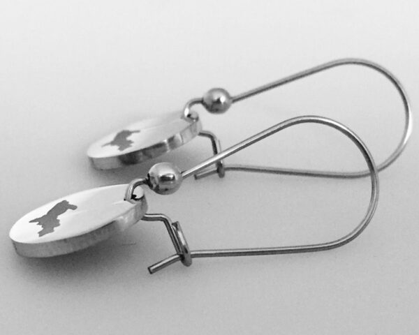 Engraved UP Earrings with Kidney Shaped Earwires