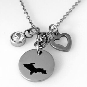 Personalize U.P. Engraved Round Metal Pendant with Charms