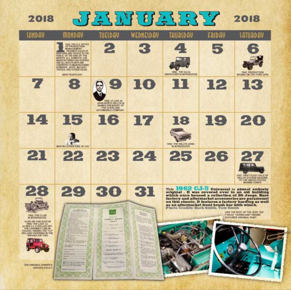 Holy Toledo! 2018 Jeep Calendar