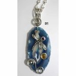 Blue Agate Dragon Fly Pendant DF1