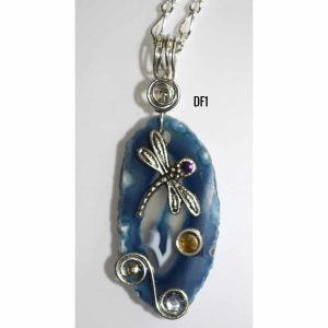 Blue Agate Dragon Fly Pendant DF1