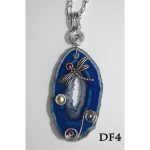 Blue Agate Dragon Fly Pendant DF4