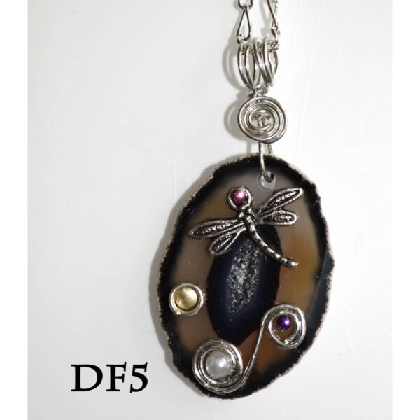 Brown Agate Dragon Fly Pendant DF5