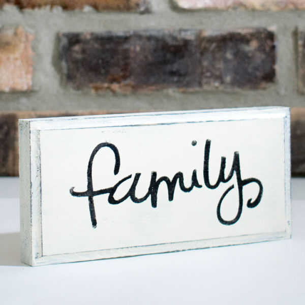 White Rustic Shabby Chic Family Sign