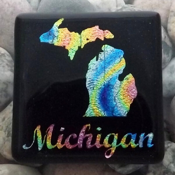 Fused Glass Michigan Magnet