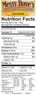 Mild Sloppy Joe Seasoning Mix Nutrition