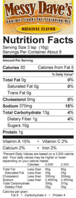 Original Sloppy Joe Seasoning Mix Nutrition