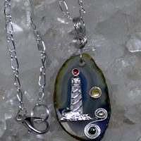 Agate Slice Lighthouse Pendant Blue/Gray Not Available