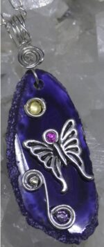 Agate Slice Butterfly Pendant PeriwinkleBPC