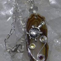 Agate Slice Turtle Pendant LBTP