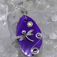 Agate Slice Dragonfly Pendants