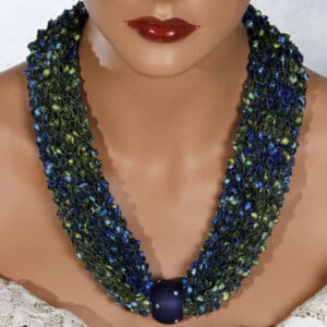 Green Blue Bead Scarf Necklace