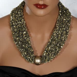 Gold Bead Scarf Necklace
