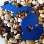 Blue Open Heart Michigan Ornament