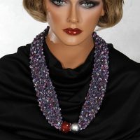 Pink Blue Purple Beads Scarf Necklace