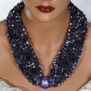 Purple Bead Scarf Necklace