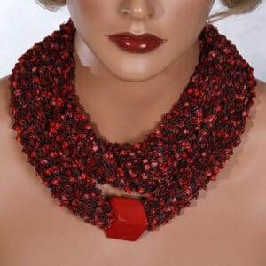 Red Bead Scarf Necklace