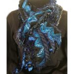 Ribbon Yarn Blue Black Scarf