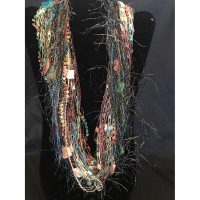 Teal Brown Gold La Petite Scarf