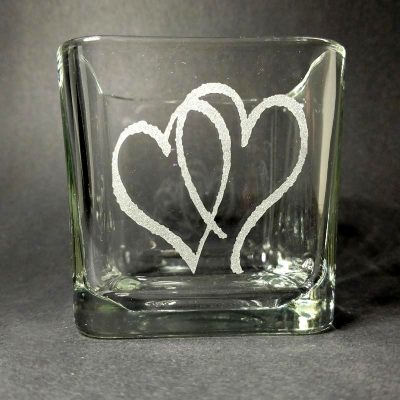 Engraved Candle Holder Double Heart