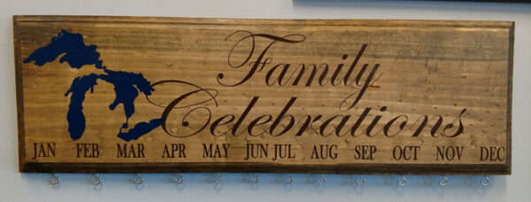 Family Celebration Board Brown Text Dark Blue Design