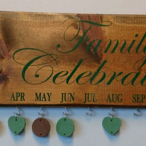 Family Celebration Board Green Text Brown Design